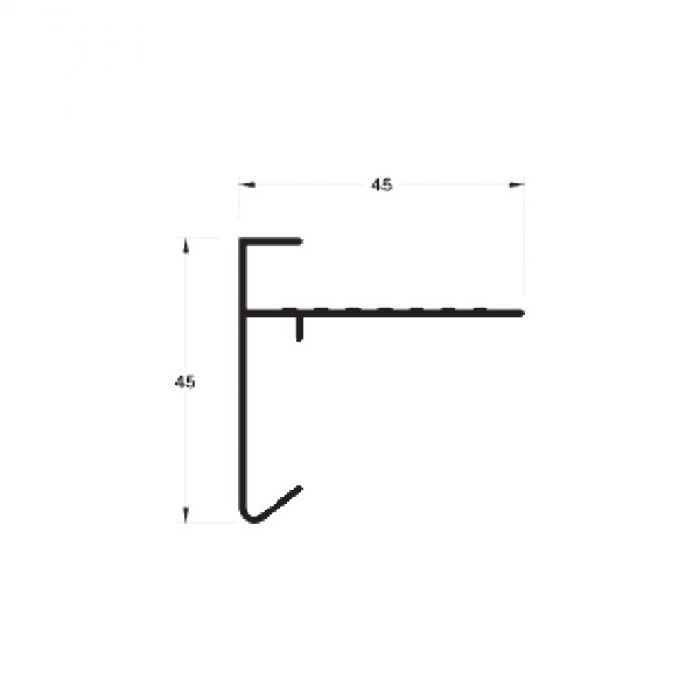 Aluminium Daktrim Antraciet RAL7016 - 45 x 45 x 2500 mm