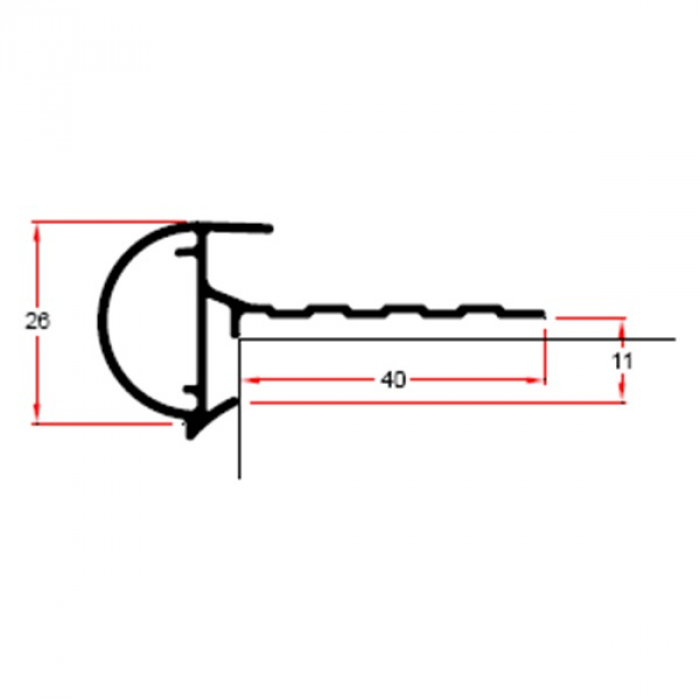 Aluminium Buitenhoek Kraal Zwart, RAL9005 26 x 500 x 500mm