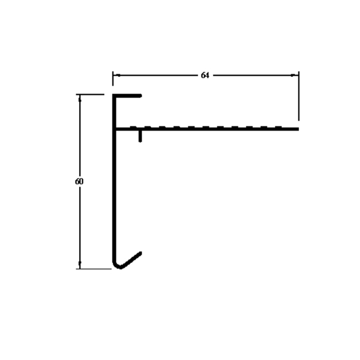 Aluminium Buitenhoek Zwart RAL9005 - 60 x 64 x 500 mm STRUCTUURLAK
