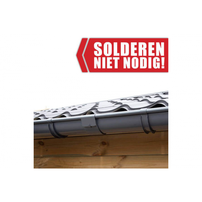 Verzinkte dakgootset compleet - vierkant - antraciet - 1480-2500 cm